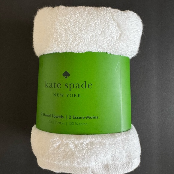 Kate Spade White Hand Towels Set 100% cotton - Picture 1 of 7